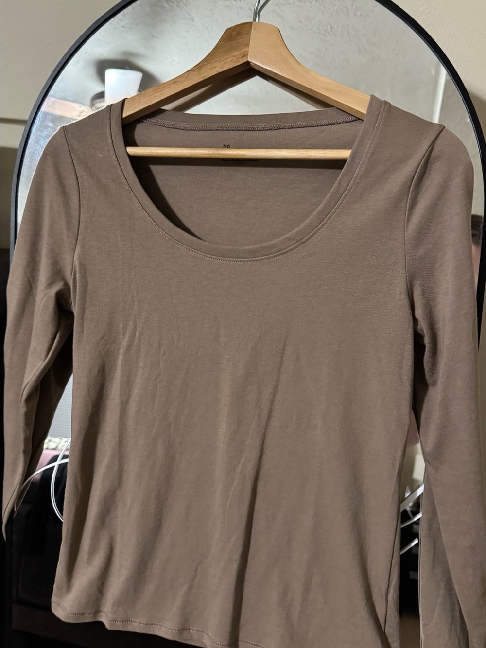 No Boundaries Brown Scoop Neck Long Sleeve Tee